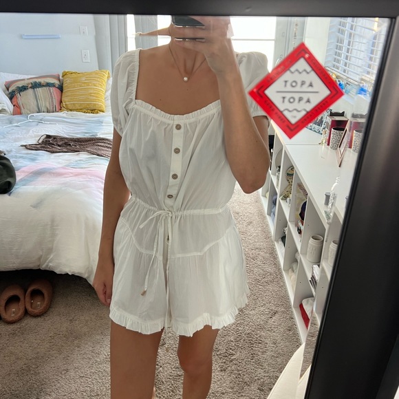 Free People White Romper S/M - Picture 2 of 4